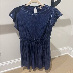 Crewcuts Blue Metallic Holiday Sundress with Cap Flutter Sleeves